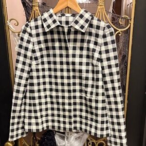 D&G dolce Gabbana fit flare silk cotton jacket plaid gingham size 40 checkered